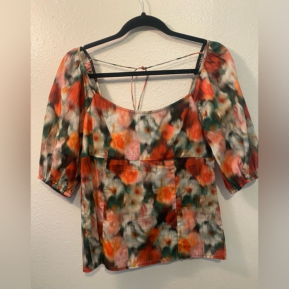 J. Crew Tops - J. Crew  Squareneck Liberty Fabric Hazy Days Floral 100% cotton   Blouse Size 2‎